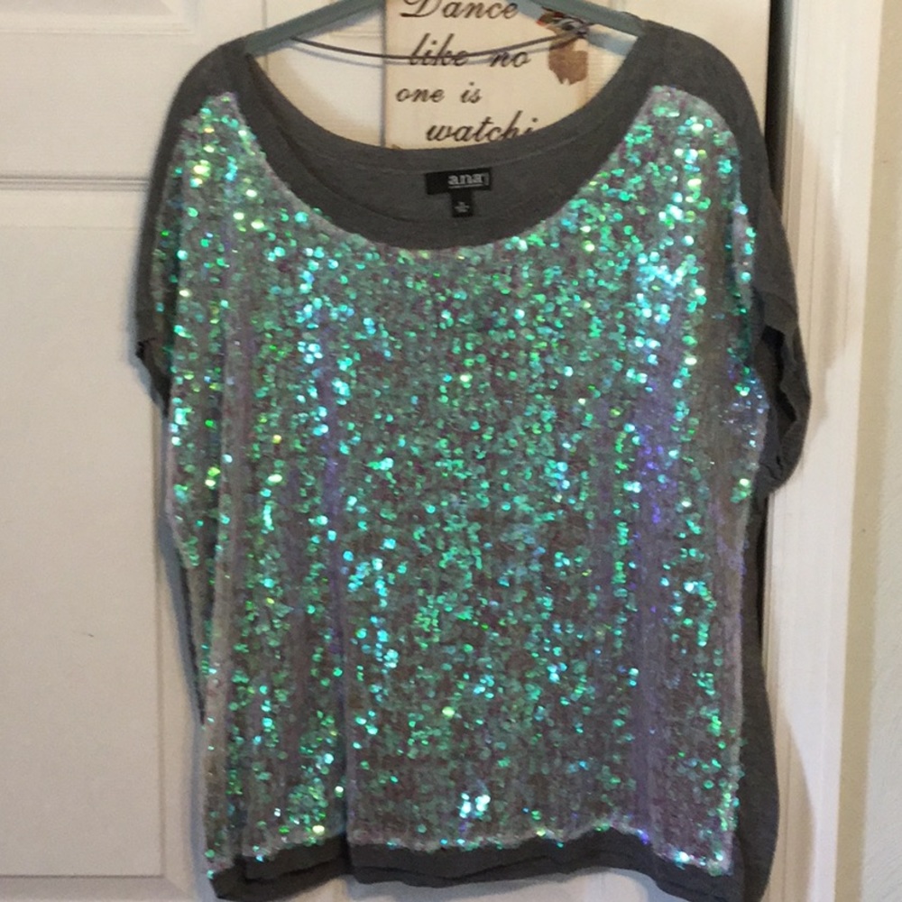 Mermaid blouse, turquoise/green/blue sequined